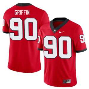 Official #90 Red Elijah Griffin Bulldog Nation Men's Jerseys - Image 1