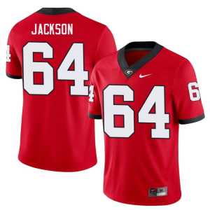 Mens Jahzare Jackson University of Georgia Red #64 Stitched Jerseys - Image 1