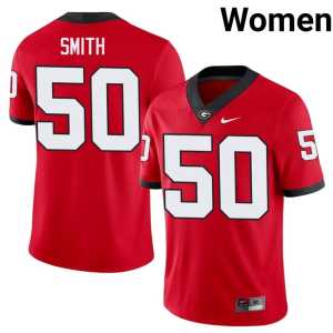 Cortez Smith Red #50 Womens Replica Bulldog Nation Jerseys - Image 1