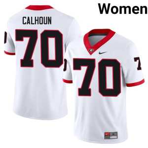 Embroidery Daniel Calhoun #70 White UGA Bulldogs Womens Jerseys - Image 1