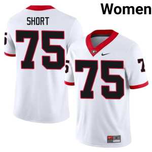Official White Mason Short #75 UGA Bulldogs Womens Jersey - Image 1