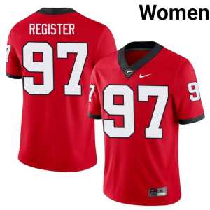 #97 NCAA Wade Register Dawgs Womens Red Jersey - Image 1