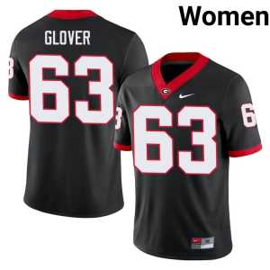 Black Georgia Bulldogs Football Dontrell Glover #63 Women Jersey - Image 1