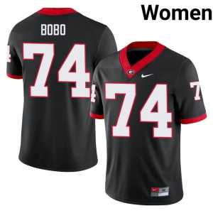 #74 Drew Bobo Black Womens University Georgia Bulldogs Jerseys - Image 1