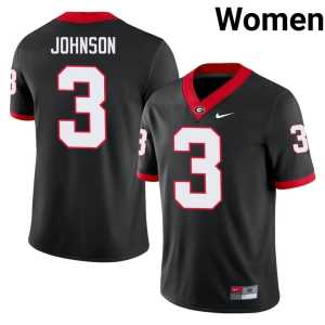 Quintavius Johnson #3 Player Black Womens UGA Jersey - Image 1