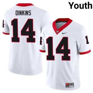 White Replica University of Georgia Rasean Dinkins Youth #14 Jerseys - Image 1