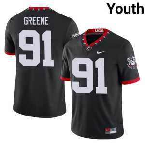 Mascot 100th Anniversary Player University of Georgia #91 Justin Greene Youth Black Jerseys - Image 1